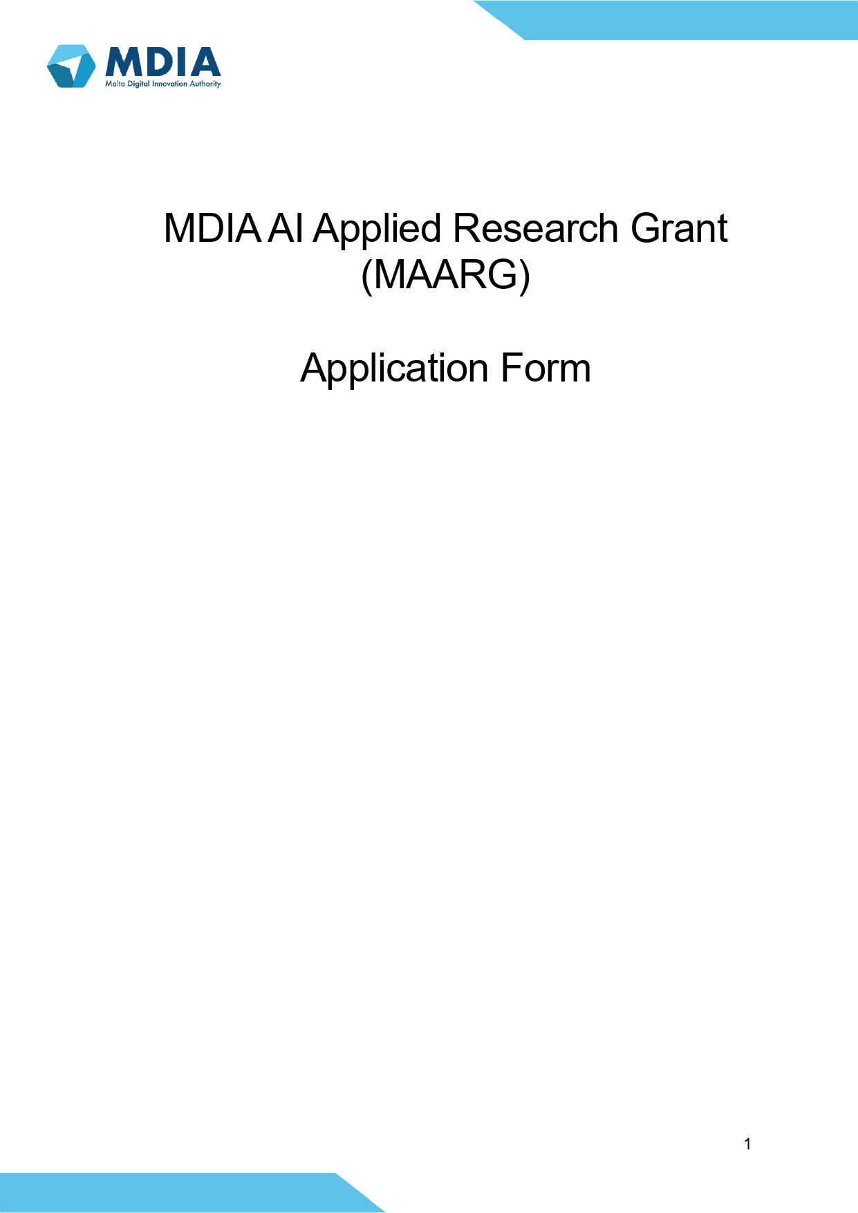 MDIA Schemes - AI Research Grant - Application Form